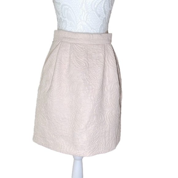 H&M Beautiful Light Pale Pink Embossed Paisley Pattern Skirt - Size 6, Like New - Picture 3 of 9